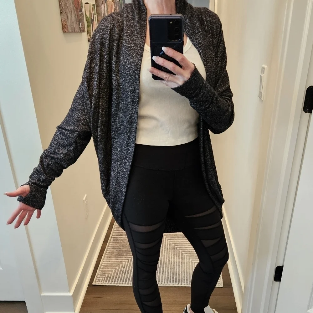 Athleta Heatheres Gray Open-Front Cardigan - Size Small